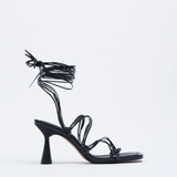 Tied Heeled Leather Sandals